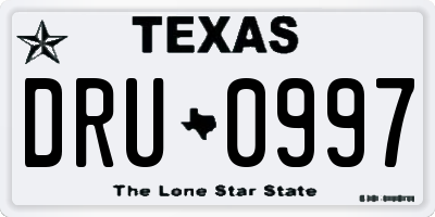 TX license plate DRU0997