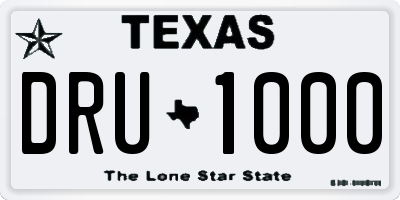 TX license plate DRU1000