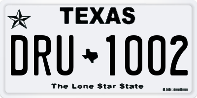TX license plate DRU1002