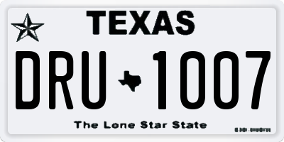 TX license plate DRU1007