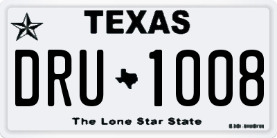 TX license plate DRU1008