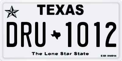 TX license plate DRU1012