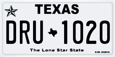 TX license plate DRU1020