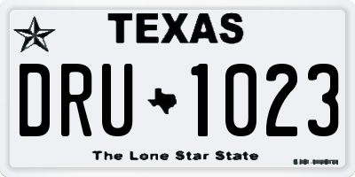 TX license plate DRU1023