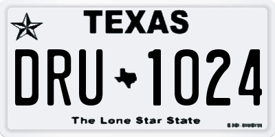TX license plate DRU1024
