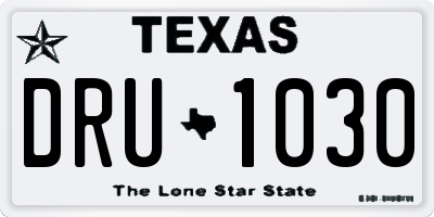 TX license plate DRU1030