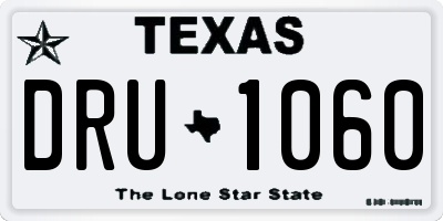 TX license plate DRU1060