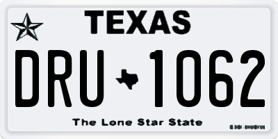 TX license plate DRU1062