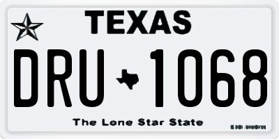 TX license plate DRU1068