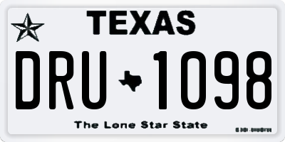 TX license plate DRU1098