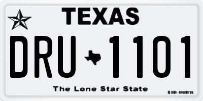 TX license plate DRU1101