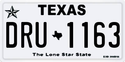 TX license plate DRU1163
