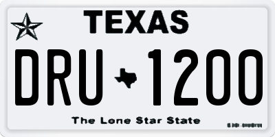 TX license plate DRU1200