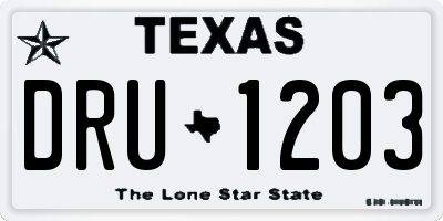 TX license plate DRU1203