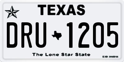 TX license plate DRU1205
