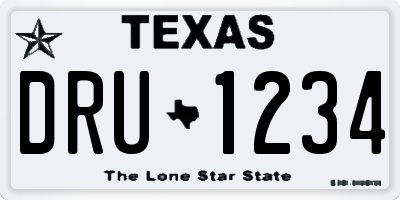 TX license plate DRU1234
