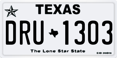 TX license plate DRU1303