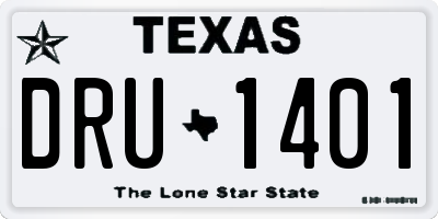 TX license plate DRU1401