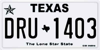 TX license plate DRU1403
