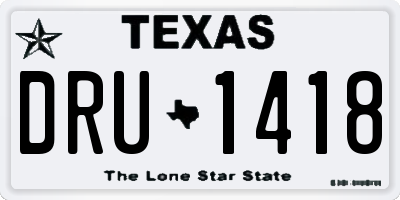TX license plate DRU1418