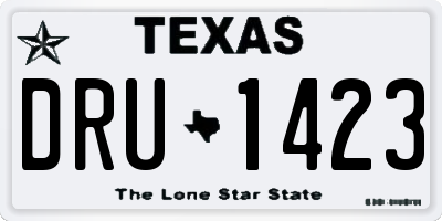 TX license plate DRU1423