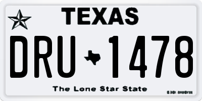 TX license plate DRU1478