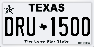 TX license plate DRU1500