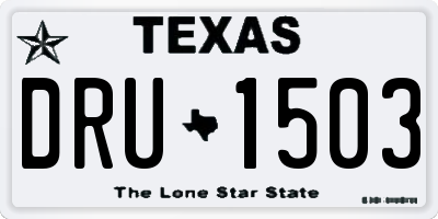 TX license plate DRU1503