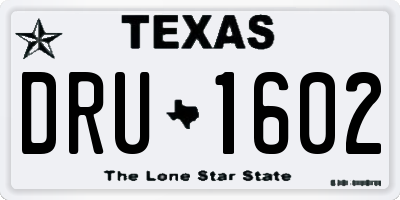 TX license plate DRU1602