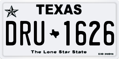 TX license plate DRU1626