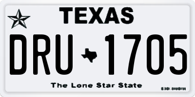 TX license plate DRU1705