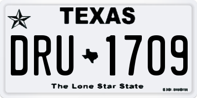 TX license plate DRU1709