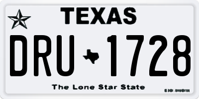 TX license plate DRU1728