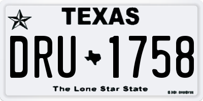 TX license plate DRU1758