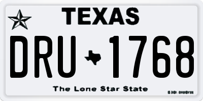 TX license plate DRU1768