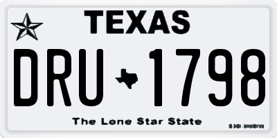 TX license plate DRU1798