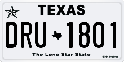 TX license plate DRU1801