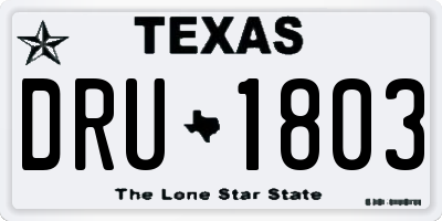 TX license plate DRU1803