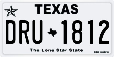 TX license plate DRU1812