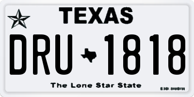 TX license plate DRU1818