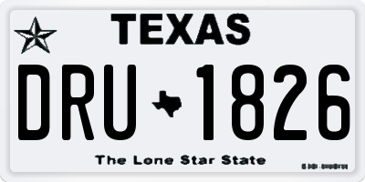TX license plate DRU1826