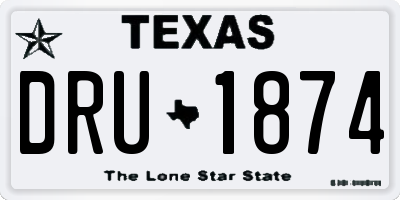 TX license plate DRU1874