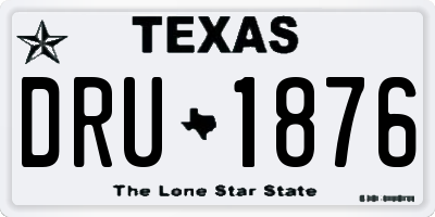 TX license plate DRU1876