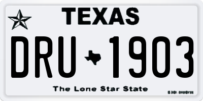 TX license plate DRU1903
