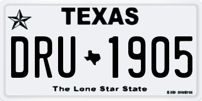 TX license plate DRU1905