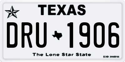 TX license plate DRU1906