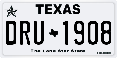 TX license plate DRU1908