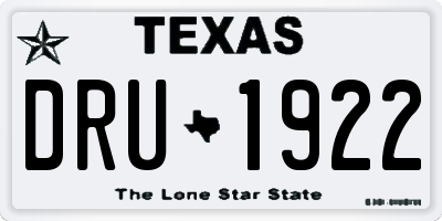 TX license plate DRU1922
