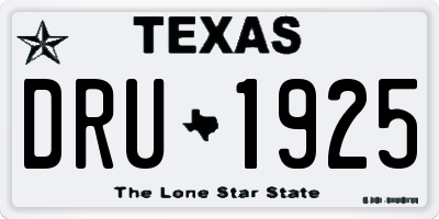 TX license plate DRU1925