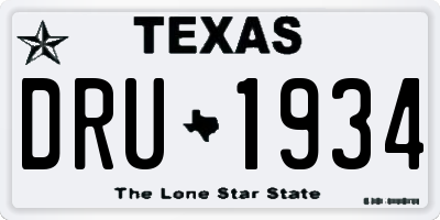 TX license plate DRU1934
